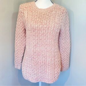 Lands' End Women’s Lite Pink Chunky cable knit sweater Medium Petite MP 10/12